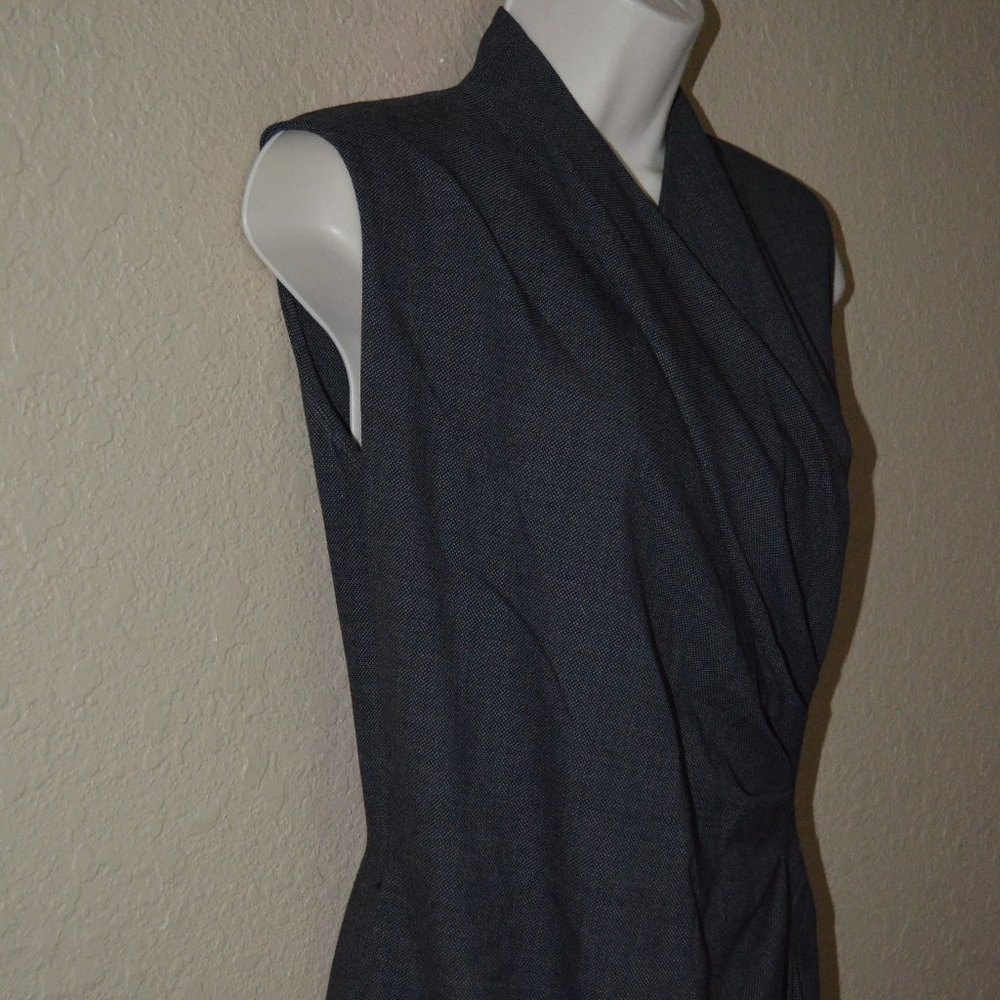 ⭐🎩NWOT $1590 Sz 6 Ralph Lauren Black Label Charcoal Gray Side Ruching Midi Dress - Picture 4 of 7